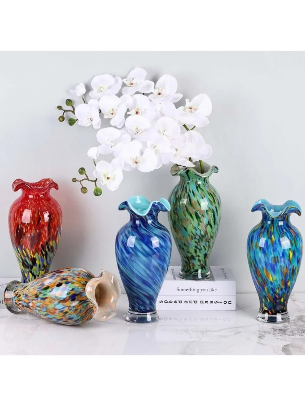 Colorful Hand Blown Glass Vase - 12.2